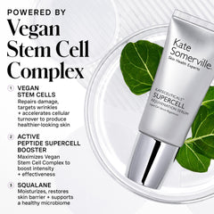 Close-up of Kate Somerville SuperCell serum being applied for smoother texture.