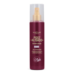 Kativa Post Straightening Serum Cream bottle shown for smooth, long-lasting straightening.