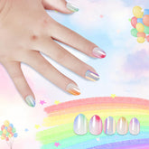 Kawyehu Kids Shell Shine almond nails ready for quick, fun nail art for girls