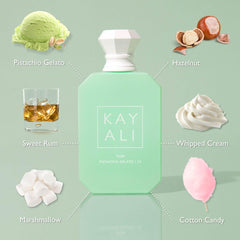 KAYALI Yum Pistachio Gelato 33 EDP Intense spray, creamy pistachio vibe for daily wear.