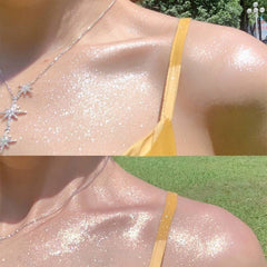 Kaynest brow glitter spray brightens the brow bone with pearl-white shimmer