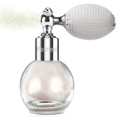 Kaynest face glitter highlighter spray on cheeks with pearl-white shimmer for festival looks