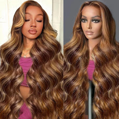 KeaBalo 28-inch highlight ombre lace front wig for natural movement and bold color