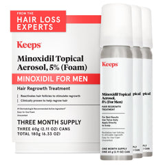 Keeps 5% Minoxidil foam for the crown area supports potential hair growth.