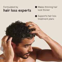 Keeps thickening conditioner bottle front showing smooth, healthy-looking hair.