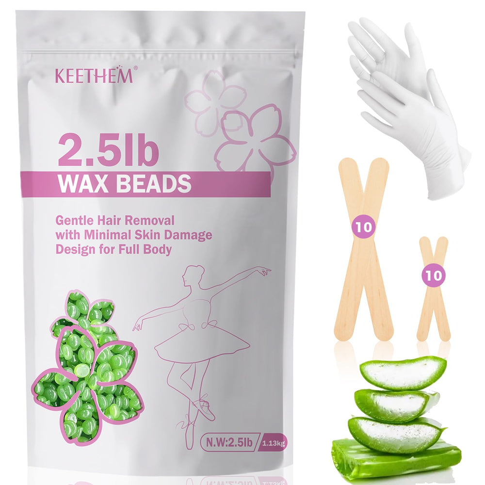 Keethem 2.5lb hard wax beads pack for home waxing sessions