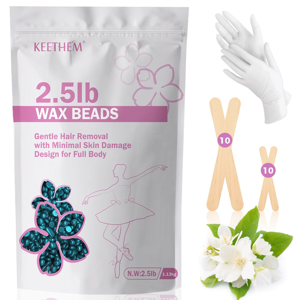 Keethem hard wax beads 2.5lb bulk pack for smooth full-body waxing.