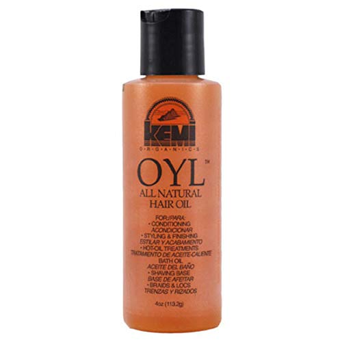 Kemi OYL all-natural hair oil bottle provides moisture and shine for daily styling