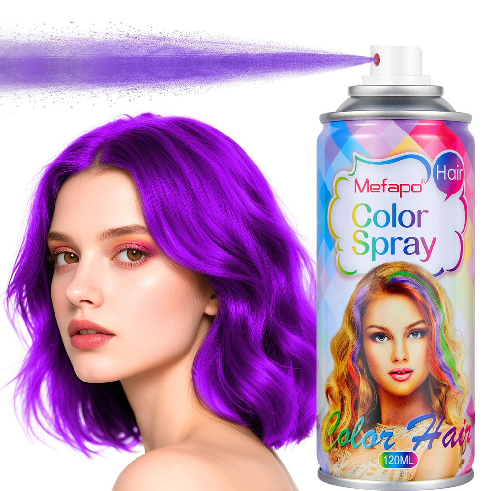 KENINA Purple Hair Spray bottle close-up showing easy washout color.