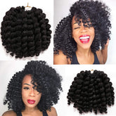 Kenkenten 8-inch Jamaican Bounce crochet hair in 1B with 22 strands per pack for natural fullness