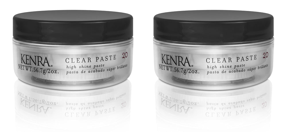 Kenra Clear Paste 20 two-ounce containers show portable packaging for on-the-go styling.