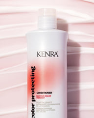Kenra Color Protecting Conditioner label detail showing nourishing ingredients and daily use.