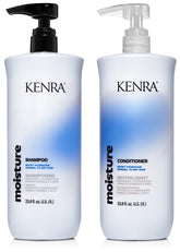 Kenra Moisture Shampoo bottle front shows hydration-ready formula for normal to dry hair.