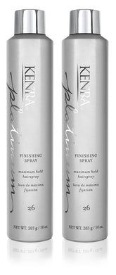 Kenra Platinum Finishing Spray 2-pack on display, delivering long-lasting hold for all-day styles.