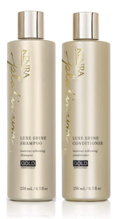 Kenra Platinum Luxe Shine shampoo bottle with gold-infused formula for silky hair.