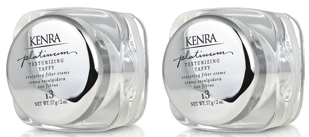 Kenra Platinum Texturizing Taffy 13 jar-front shows pliable hold for flexible styling.