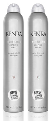 Kenra Shaping Spray 21 bottle front, alcohol-free formula supports moisture while you style.