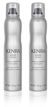 Kenra Shine Spray two-pack bottles delivering weightless shine for any style