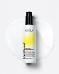 Kenra Triple Repair frizz control close-up showing reduced frizz and humidity resistance
