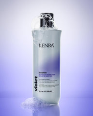 Kenra Violet Shampoo pour demonstrates even distribution for consistent toning