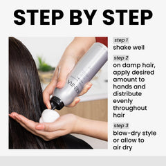 Kenra Volume Mousse Extra 17 on hair during application.
