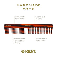 Cellulose acetate Kent comb reduces static and offers durable daily use.