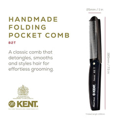 Kent 82T folding pocket comb teeth close-up for precise styling
