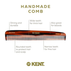 Kent 9T slim back-pocket grooming comb fits in your pocket for on-the-go care.
