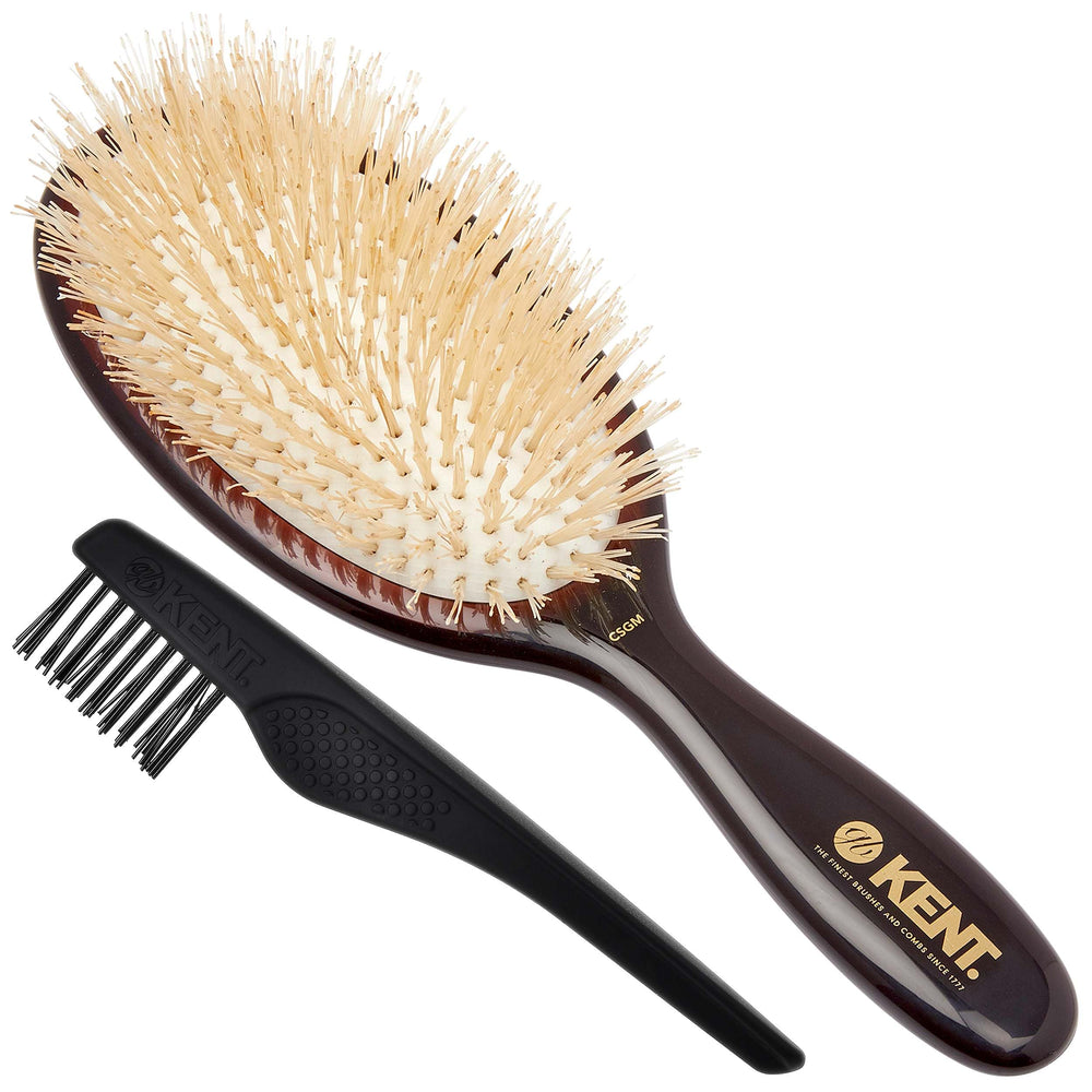 Kent CSGM classic shine oval brush with soft white bristles for gentle styling