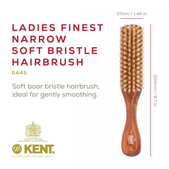 Kent DA4S Finest womens danta wood bristle brush closeup highlights soft white bristles.