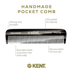 Kent FOT pocket-travel-comb fits in jeans pocket for grooming anywhere.