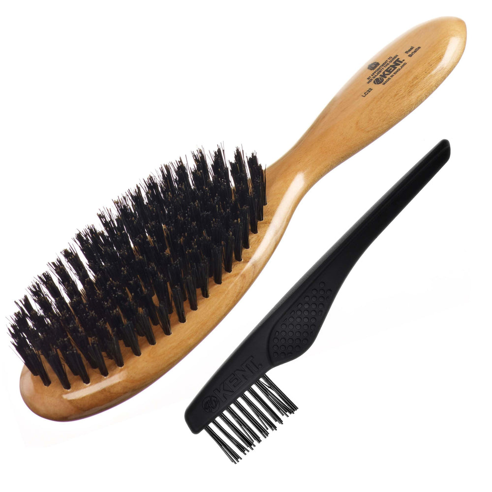 Kent LC22 cherrywood brush front view for detangling and smoothing medium to thick hair