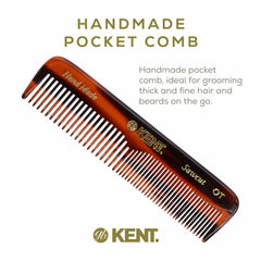 Kent NU19 wide-tooth pocket comb close-up for detangling and styling.