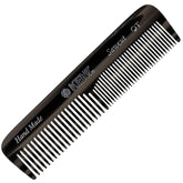 Kent OT Black Graphite pocket comb front view with smooth teeth for gentle grooming