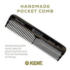 Kent OT Black Graphite pocket comb hand polished finish for comfortable use
