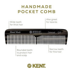 Kent OT Black Graphite pocket comb packaging highlights English craftsmanship