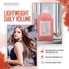 KERAGEN Clarifying Shampoo foam lather demonstrates gentle cleansing for all hair types