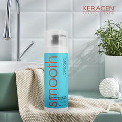 Keragen formaldehyde-free smoothing bottle promotes frizz control and silky results