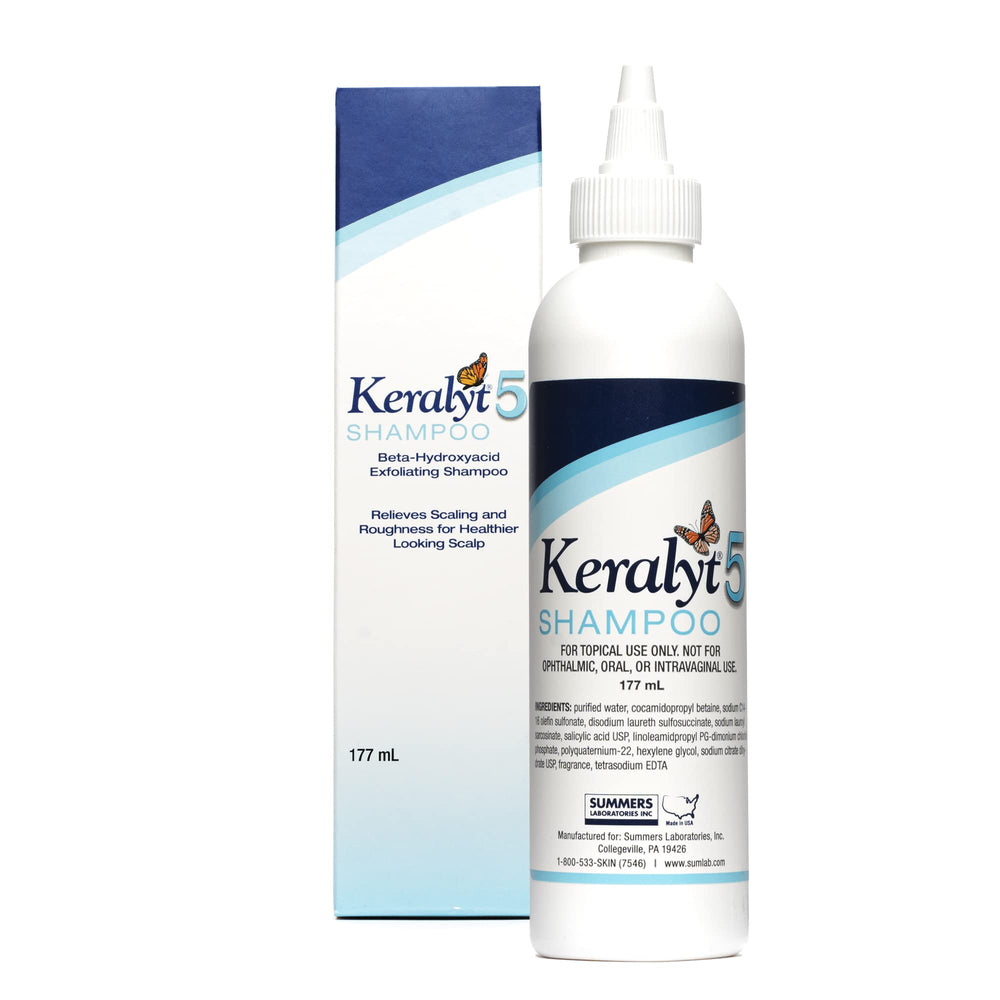 Keralyt 5 shampoo bottle front for daily scalp care and exfoliation