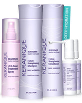 Keranique Deep Hydration Shampoo bottle nourishes dry hair for a softer, shinier feel