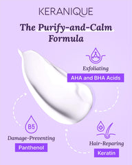 Keranique sulfate-free label close-up communicates a color-safe, gentle formula.
