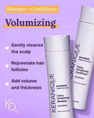 Keranique thickening mousse dispenser shows light hold and easy styling.