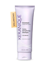 Keranique Volume Shampoo bottle with sleek design for lightweight lift.