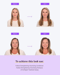 Applying Keranique Volumizing Mousse to hair creates fuller look without stiffness.