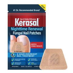 Kerasal Nighttime Renewal patches close-up for overnight nail care.