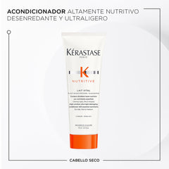 Kérastase Nutritive conditioner bottle close-up showcasing lightweight nourishment.
