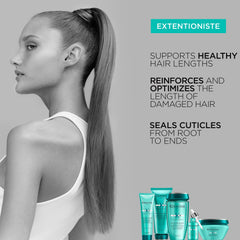KERASTASE Resistance Extentioniste Thermique on hair shows heat protection up to 450°F.