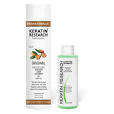 KERATIN RESEARCH Brazilian Keratin treatment bottle delivering smooth, frizz-free styling.