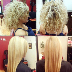 KERATIN RESEARCH Forte brush and tube in use for a smoothing treatment.
