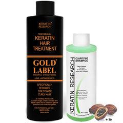 KERATIN RESEARCH Gold Label bottle shows salon-grade smoothing and frizz control.